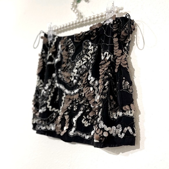 𝅺JAYGODFREY 4 XS Sm gorgeous designer couture hand beaded skirt crystal beads - Picture 5 of 11